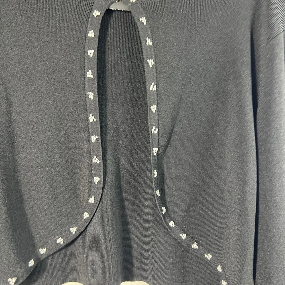Womens Vintage K Studio Beaded Trim Cropped Cardigan Black 8 Rayon‎ Nylon